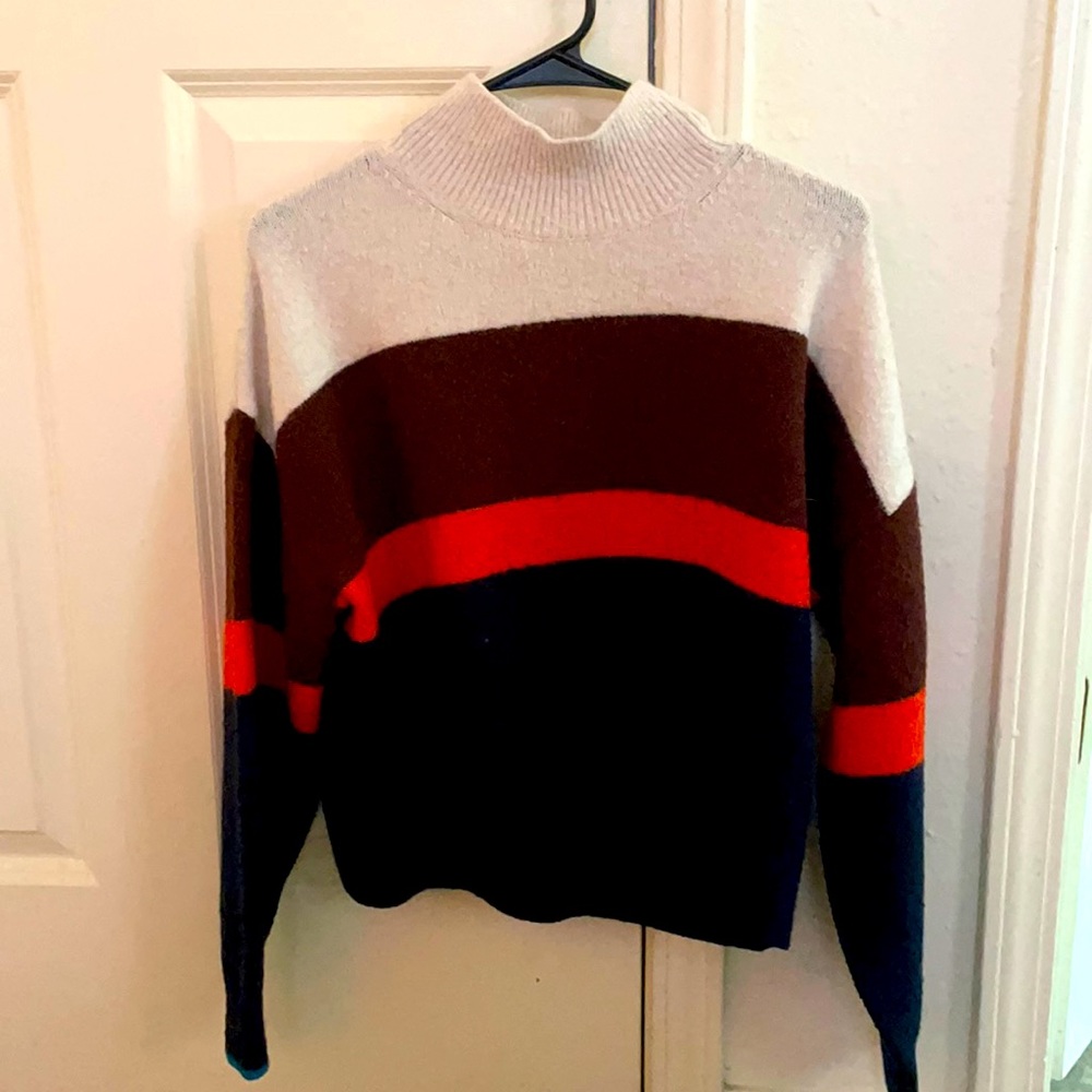 Colorblock mock neck sweater